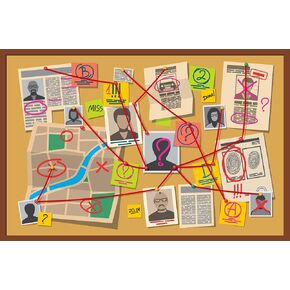 BELECO 7x5ft Fabric Spy Agent Detective Photography Backdrop Cartoon Crime Board Suspects Photos Clue Evidence Top Secret Mission Background Mystery Party Spy Birthday Party Decorations Photo Props