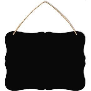 Wooden Double Sided Hanging Chalkboard Signs,Memo Message Sign, Vintage Erasable Message Board Sign with Hanging String for Wedding Kitchen Home Party Decoration (Rectangle 03)