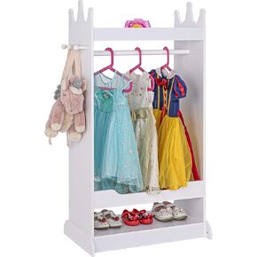 UTEX Kid’s See and Store Dress-up Center, Costume Closet for Kids, Open Hanging Armoire Closet, Pretend Storage Kids, Costume Dresser for Kids Bedroom(White)