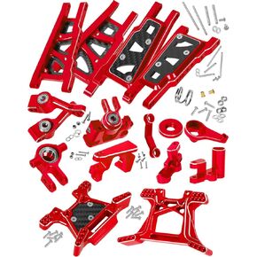 ترقيات RC جزء من 1/10 Rustler 4x4/Rustler 4x4 VXL ، أذرع التعليق ، كتلة العجلات ، كتل التوجيه ، ناقلات محور الضعف الخلفي ، أبراج الصدمات ، كتلة التوجيه ، الأحمر