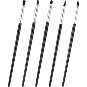 5 Pack Professional Silicone Rubber Tip Paint Pens Brushes Silicone Paint Brush Rubber Color Shapers Brushes Flexible Clay Sculpture Tools for DIY Handicraft Shaping Carving Pottery Artwork