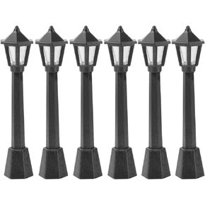 Garneck 3pcs Micro Landscape Street Light Model Miniatures Dollhouse Figurines Plastic Miniature Railway Train Lamp Black Pathway Light for Dollhouse Fairy Garden