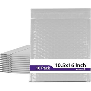 Fosmon #5 Christmas Poly Bubble Mailer 10.5 x 16 inches (5 Pack), Lightweight Water/Dust/Shock/Tear Resistant Padded Shipping Envelopes - Xmas Red White Snow