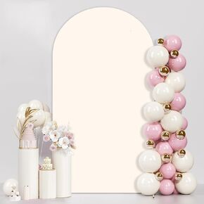 JCJ 7.2FT Arch Backdrop Cover, White Wedding Arch Stand Cover Stretchy Backdrop with Zipper Spandex Fitted Arch Cover for Birthday Party Decoration