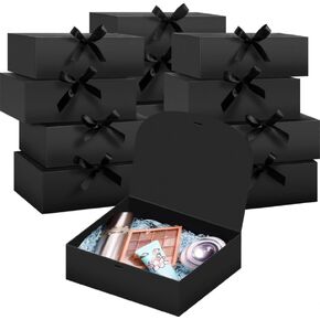 15 حزمة صناديق هدايا مع أغطية ، 10.6x7.8x3.1 بوصة صناديق الهدايا السوداء بالجملة ، صندوق اقتراح وصيفه الشرف مع الشريط ، صندوق ورق كرافت الأسود لعيد الميلاد ، الزفاف ، عيد الميلاد ، حفلات الحفلات