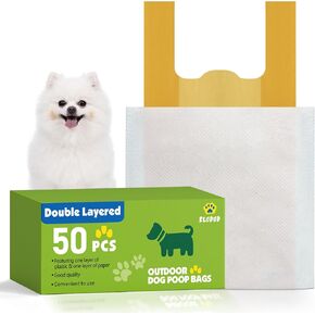 Outdoor Dog Poop Bags – Leak-Proof & Easy-Tie Handles, Double-Layer Design with Paper + Plastic Liner, Unscented Waste Bags for Walks, Parks & Travel, Small & Medium Dogs