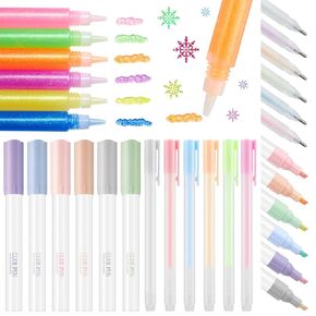 Fulmoon 18 PCS 3 STYLE GLUE LESS SET بما في ذلك 6 عصي غراء بريق 6 نقاط السميكة و 6 NIBS FINE Sticks 6 COLALS COLARS FOR DIY ، SCRAPBOOKING ، بطاقة هدية ، هدية عيد ميلاد
