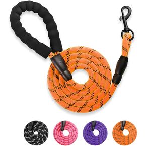 Pet Dog Leash with Highly Reflective Strips, Padded Handle, 360° Swivel Metal Catch.Different Specification.Dog leashes for Large Dogs Heavy Duty，Dog leashes for Medium Dogs (Black, 2/5inch-5FT)