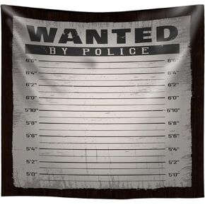 Wanted by Police Backdrop Mugshot Height Chart Poster Background Western Cowboy 5x7ft Birthday Wedding Bachelorette Party Decoration Photo Booth Studio Props Cake Table Banner BJLSME343