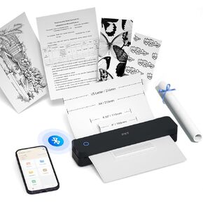 PRT MT610 Pro Bluetooth Thermal Printer Support 8.5 "× 11" US Letter A4 A5 ، طابعة محمولة لاسلكية للسفر ، متوافق مع iPhone و Android & Latep و Dark Gray