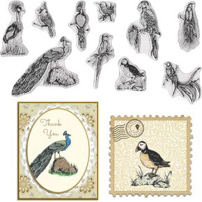 ALIBBON 10 Birds Clear Stamps for Card Making and Photo Album Decorations, Various Realistic Birds Transparent Silicone Stamps Rubber Seal Stamps for Crafts Journal DIY Scrapbooking