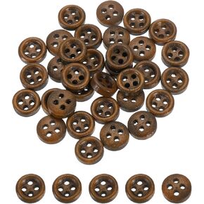 Uxcell 50pcs أزرار خشبية ، 18 ملم (3/4 ") 4 ثقب مستدير الخشب خياطة زر الحرفة