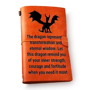 NGAEAK Dragon Lover Gifts Dragon Themed Leather Journal Notebook, Inspiration Gifts for Women Men Friends Birthday Graduation Christmas Engraved Leather Travel Journal