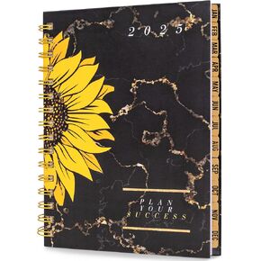 2025 Weekly & Monthly Planner Calendar– January 2025 –December 2025 agenda, 5x8 Spiral Bound with Tabs, Pocket, Notes & Goals – Hardcover Organizer for Students & Professionals