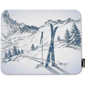 Mugod Muus Mouse Pad Winter Smetchy من أسفل إلى أسفل مع عناصر التزلج في الثلج Conment Care