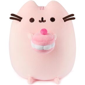 GUND Pusheen Cherry Macaron Squisheen Plush, Squishy Toy, Collectible Dessert Food Toy, Cat Stuffed Animal for Ages 8 and Up, Pink, 9.5"