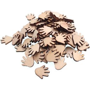 RayLineDo® Pack of 100pcs 20MM Buttons Hand Shaped Wooden Embellishments Without Holes for Crafting and Decoration