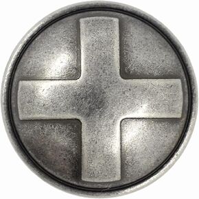 Bezelry 10 Pieces Cross Domed Gray Silver Metal Shank Buttons. 25mm (1 inch)
