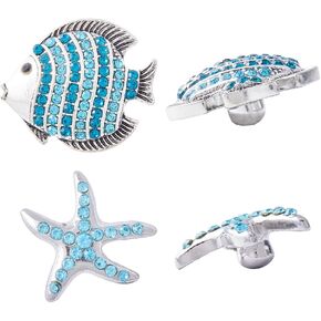 GorgeCraft 8pcs أزرار الراينستون المفاجئة السمكة وسبائك النجوم سبيكة على أحجار الراين الزر الكريستال زينة في ملابس الديكور المجوهر