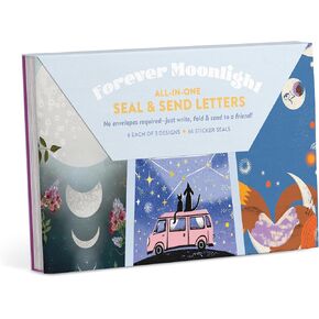 EM & Friends Forever Midnight Send & Seal Letters: Simple Fold and Seal Stationery ، 18 Letters Telection (6 Designs ، 3 Cloy) و 2 Sticker Sheets