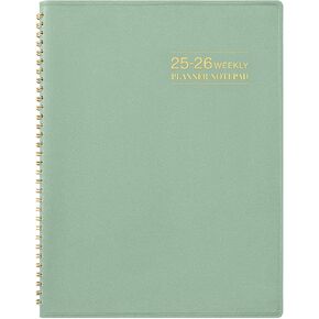 2025-2026 Planner - 11.38 '' X 8.74 '' ، Weekly Planner Notepad ، يوليو 2025 - يونيو 2026 ، كتاب المواعيد ، فترات زمنية 60 دقيقة ، علامات تبويب شهرية ، جلدية ناعمة فوكس ، ملزمة حلزونية ، جيوب خلفية - أخضر