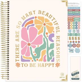 Bloom Daily Planners Hardcover 2025-2026 (8.5 "× 11") مخطط أكاديمي (يوليو 2025 - يوليو 2026) - منظم الأهداف الجمالية - كتاب جدول أعمال ملهمة شهريًا وأسبوعيًا - العديد من الأسباب لتكون سعيدًا