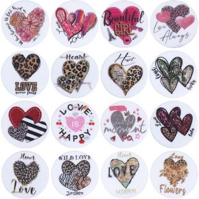 16 PCS Silicone Bocal Beads Flat Round Bocal Beads Love Love Silicone Beads for Lesced Sulk Abels المستخدمة لـ DIY لصنع العديد من حبل الحرف اليدوية للخرز وما إلى ذلك (حب عيد الحب)