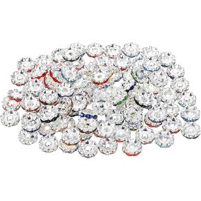 100 pcs 12mm فواصل للأقلام المذهلة ، حبات الفواصل لصنع المجوهرات ، حجر الراين للأقلام Rondelle Beads Beads Colorful Deals Dears Round Crystal Darm