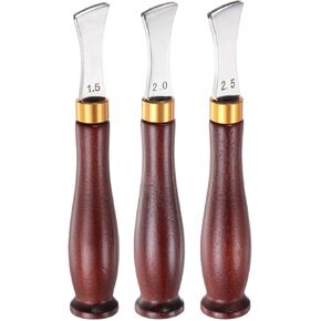 Harfington 3pcs حافة الجلود حافة الزرق 1.5 ملم 2 مم 2.5 مم شفرة الفولاذ المقاوم للصدأ المقبض الصلب الحافة العلامات الجلود فتحة الحافة الحافة الخطي