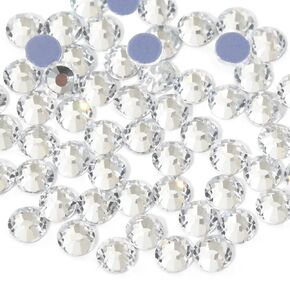 1440 PCS Hot Fix Crystal Rhinestones Flat Back Round Glass Rhinestones for Nail Art Crafts, Decorations and DIY Clothes, Shoes Etc (SS20 Transparent)