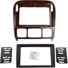 Double Din and 9 Inches Radio Dash Kit Compatible with Mercedes Benz S Class W220 1998-2005 Stereo Installation Mount Trim Bezel (Wooden Color) in Kuwait