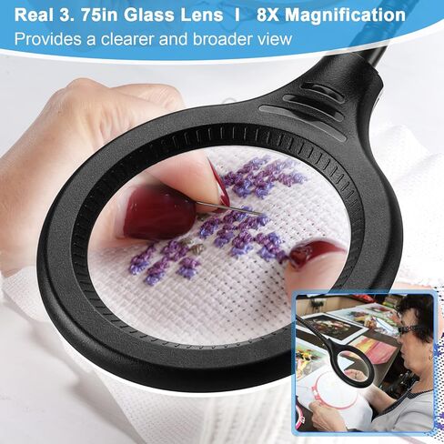 26" Gooseneck Magnifying Lamp with Clamp, 5 Color Modes Stepless Dimmable LED Desk Light with Magnifying Glass, 8X Real Glass Lighted Magnifier Hands Free for Painting Close Work Craft Hobby in Saudi Arabia