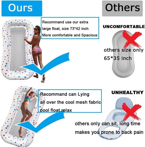 Pool Float Lounge Extra-Large Cooling Mesh Inflatable Raft with Cup Holder Ultra-Comfort Cooling Floating Lounger for Adults Beach Pool Lake Parties Summer Relaxation Essential in Kuwait