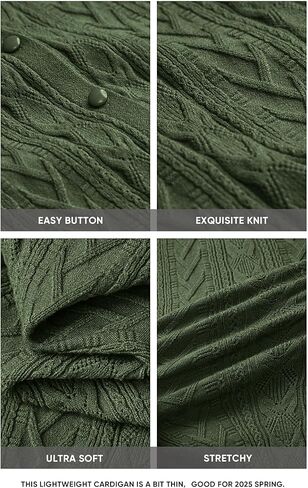 Arach&Cloz Women's 2024 Cable Knit Cardigan Long Sleeve Button Down Casual Sweater Lightweight Crew Neck Soft Fall Tops in Kuwait