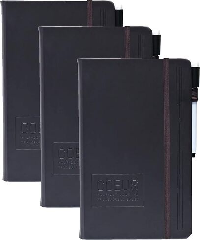 Coeus Journal: Half Dot Grid/Half College Ruled Notebook - Dry Erase Sheet - (A5) Small - Extra Thick 160GSM Paper - (Black) in Saudi Arabia