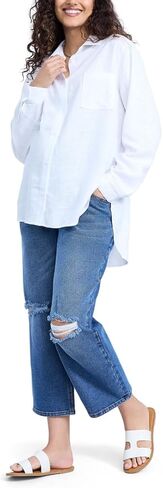 Motherhood Maternity Women's Button Down Poplin Long Sleeve Pregnancy Shirt in Kuwait