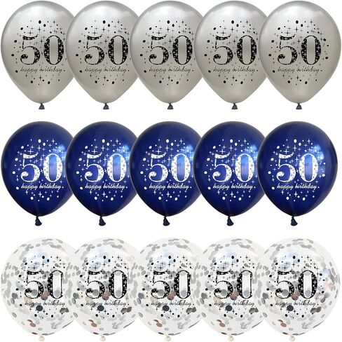 زخارف عيد ميلاد الخمسين للنساء ، حزمة من 15 بالونات عيد ميلاد سعيد ال 50 in Kuwait