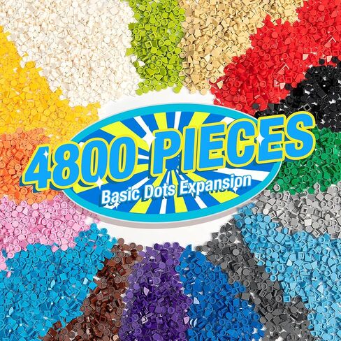 4800 Pieces Flat Parts and Pieces, 4 Sizes Classic DIY Dots Expansion Set, Building Bulk Studs Accessory for Smooth Surface - Compatible with All Major Brands, 16 Colors in Saudi Arabia