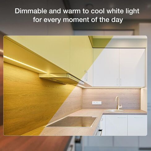 DAYBETTER Under Cabinet Lights, 6 PCS Under Cabinet Lighting with Remote, Dimmable LED Strip Lights for Bedroom, LED Lights for Kitchen Cabinet, Counter Shelf 2700K-6500K Warm to Daylight White, 9.8ft in Kuwait