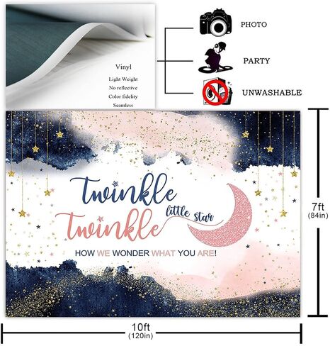 Avezano Navy Blue Blush Pink Gender Reveal Backdrop Twinkle Twinkle Little Star Party Decorations Photography Background Rose Gold and Navy Pregnancy Reveal Surprise Party Photoshoot (7x5ft) in Kuwait