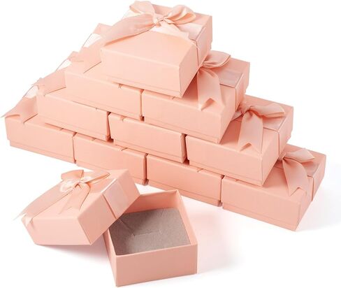 12pcs Small Gift Boxes Small Jewelry Box 3x3x1.6 Inch Jewelry Gift Boxes Bulk Square Small Jewelry Gift Box with Bowknot for Necklace Ring Earring Bracelet (Pink-Pink Bow) in Kuwait