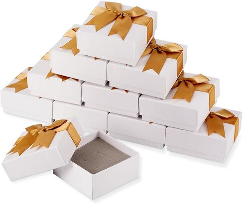 12pcs Small Gift Boxes Small Jewelry Box 3x3x1.6 Inch Jewelry Gift Boxes Bulk Square Small Jewelry Gift Box with Bowknot for Necklace Ring Earring Bracelet (Pink-Pink Bow) in Saudi Arabia