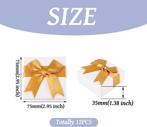 12pcs Small Gift Boxes Small Jewelry Box 3x3x1.6 Inch Jewelry Gift Boxes Bulk Square Small Jewelry Gift Box with Bowknot for Necklace Ring Earring Bracelet (Pink-Pink Bow) in Saudi Arabia