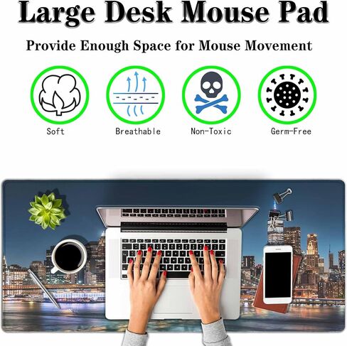 The Skyline of New York City Desk Mouse Pad Mat United States Extended Gaming Keyboard Mousepad for Computer,Home,Office 35.4"X15.7" in Kuwait