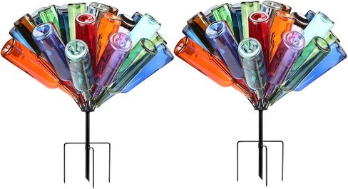 2 Pcs 12 Wine Bottle Tree 36inch Garden Decorative Bottle Holder Artificial Metal Bottle Trees Glass Bottle Display Frame for Garden Outdoor Decor in Kuwait