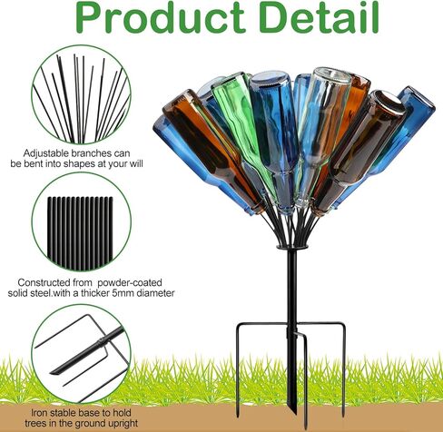 2 Pcs 12 Wine Bottle Tree 36inch Garden Decorative Bottle Holder Artificial Metal Bottle Trees Glass Bottle Display Frame for Garden Outdoor Decor in Kuwait