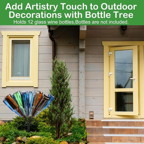 2 Pcs 12 Wine Bottle Tree 36inch Garden Decorative Bottle Holder Artificial Metal Bottle Trees Glass Bottle Display Frame for Garden Outdoor Decor in Kuwait