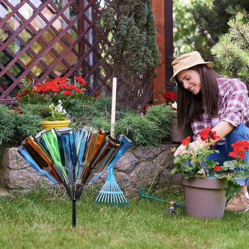 2 Pcs 12 Wine Bottle Tree 36inch Garden Decorative Bottle Holder Artificial Metal Bottle Trees Glass Bottle Display Frame for Garden Outdoor Decor in Kuwait