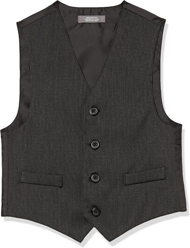 Van Heusen Boys' 4-Piece Formal Suit Set, Vest, Pants, Collared Dress Shirt, and Tie, Dark Blue in Kuwait