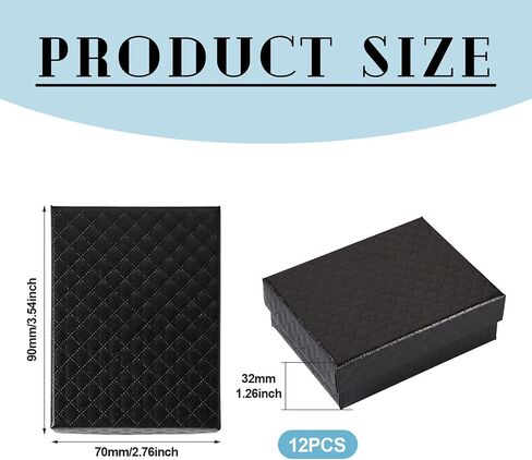Craftdady 12Pcs Black Small Jewelry Boxes Diamond Pattern Cardboard Paper Present Boxes with Lids Necklace Pendants Earring Ring Empty Display Boxes for Festival Present Packing Jewelry Display in Saudi Arabia